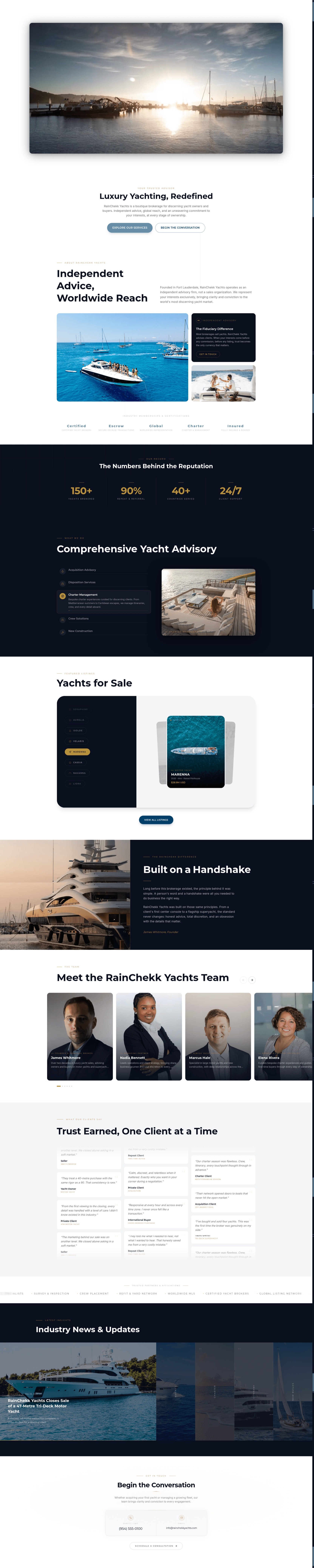 RainChekk Yachts example landing page designed by RainChekk